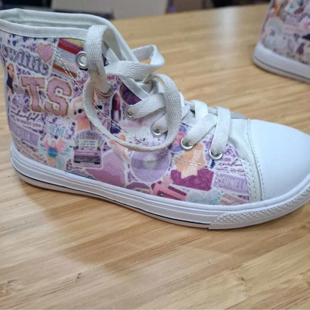 Taylor Swift Fan High Top Canvas Sneakers Swiftie Kids Shoe Size US 12/ 13